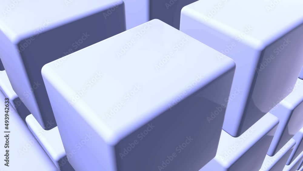 Poster lilac animated background, video screensaver with moving cubes 3d rendering 4k resolution