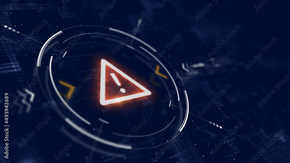 Aufkleber computer hacked, system error, virus, cyber attack, malware concept. danger symbol - 3d rendering.