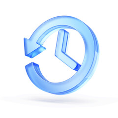 History icon, Time back, Clock with arrow around icon. 3d rendering © Sashkin