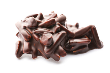 Tasty chocolate candies with nuts isolated on white