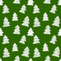 Doodle green cute Christmas tree for fabrics and gifts