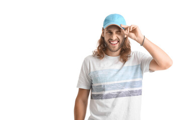 Handsome stylish guy on white background