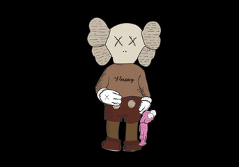 voodoo doll with pink doll and black background