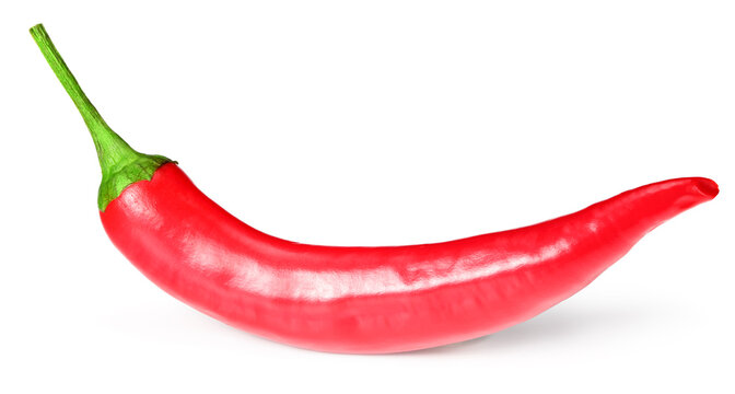 red hot chili pepper isolated on white background. macro. clipping path.