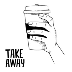 Take away Coffee illustration. Vector sketch