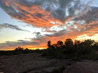 beautiful scenery photo of sunset in borneo island Indonesia