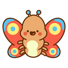 Cute cartoon butterfly vector character isolated on a white background.