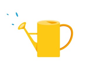 Vector illustration of yellow watering can in flat style