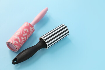 New lint rollers on blue background