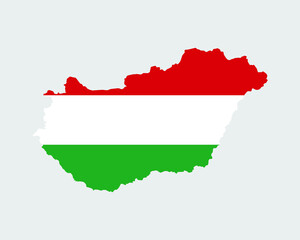 Fototapeta premium Hungary Map Flag. Map of Hungary with the Hungarian country banner. Vector Illustration.