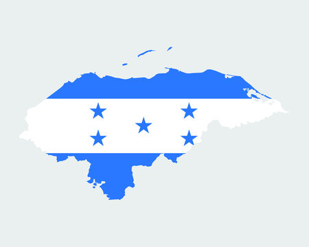 Honduras Map Flag. Map of the Republic of Honduras with the Honduran country banner. Vector Illustration.