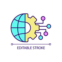 Global transition in digital technology RGB color icon. Cyberspace connection for work and business. Isolated vector illustration. Simple filled line drawing. Editable stroke. Arial font used