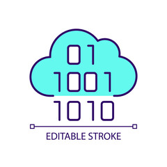 Virtual information storage RGB color icon. Cloud service to keep data. Internet technology. Isolated vector illustration. Simple filled line drawing. Editable stroke. Arial font used