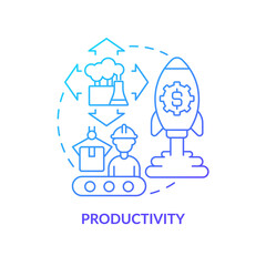 Productivity blue gradient concept icon. Sustainable land management abstract idea thin line illustration. Maintaining and enhancing production. Isolated outline drawing. Myriad Pro-Bold font used