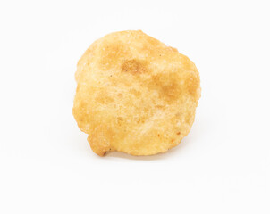 Masala Aloo Sabzi with fried puri or Poori or luchi isolate on white background