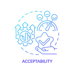 Acceptability blue gradient concept icon. Sustainable land management practice abstract idea thin line illustration. Socially acceptable. Isolated outline drawing. Myriad Pro-Bold font used