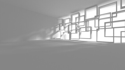 Illuminated corridor interior design. Empty Room Interior Background