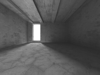 Dark Concrete Wall Architecture. Empty Room