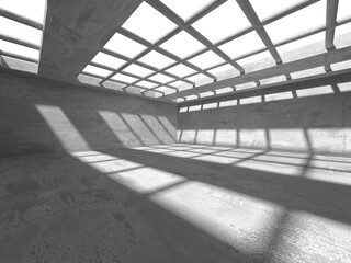 Dark Concrete Wall Architecture. Empty Room