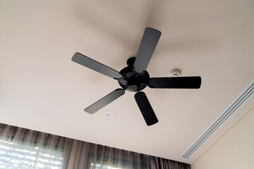 Moving ceiling fan in a hotel room,indoor hanging decorate ceiling fan install in bedroom hotel...