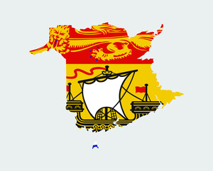 New Brunswick Map Flag. Map of New Brunswick flag. Canadian province, Canada. Vector illustration Banner.