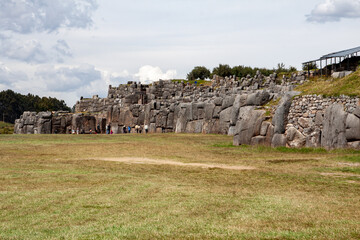 Saqsaywaman Inca archaeological site with large stone walls in Cusco, Peru