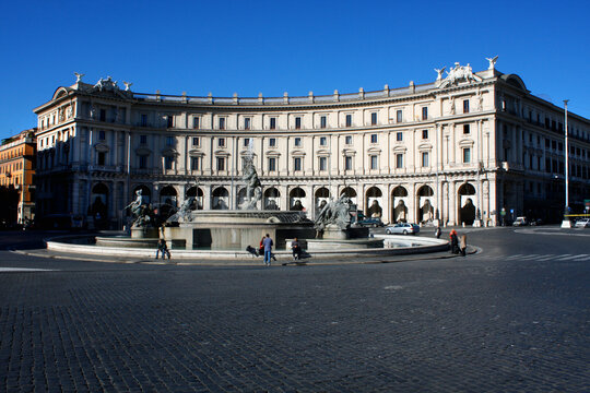 Piazza Repubblica, Rome at day panorama