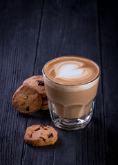 Fresh Coffee in the cup with cookies