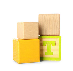 Wooden cubes isolated on white