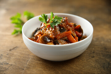 Homemade eggplant ragout with carrot