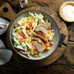 Grilled chicken with vegetable salad