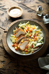 Grilled chicken with vegetable salad