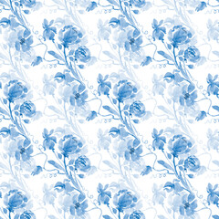 Delicate blue flowwers. Seamless pattern.