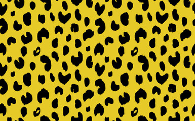Abstract modern leopard seamless pattern. Animals trendy background. Yellow and black decorative vector stock illustration for print, card, postcard, fabric, textile. Modern ornament of stylized skin