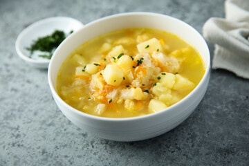 Homemade vegetable soup with potato and carrot