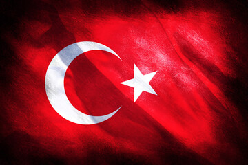 The Turkish flag on a fabric background