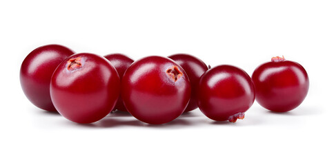 Cranberry isolated. Cranberries on white background. Cranberry berries with clipping path. Full depth of field.