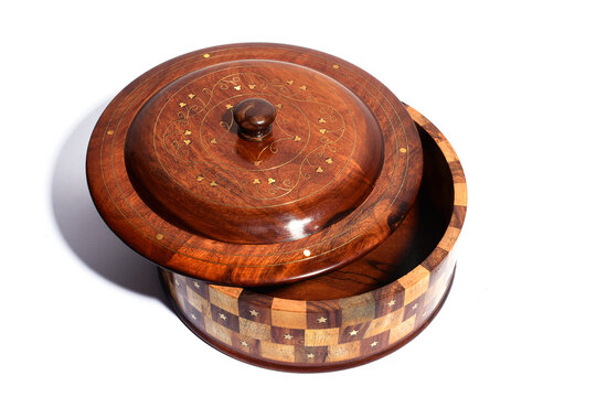 Hand Made  Craved Wooden   Casserole / Hot Box / Chapati Box  