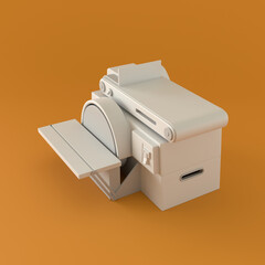 Monochrome Belt Sander on Orange Background, 3d Rendering