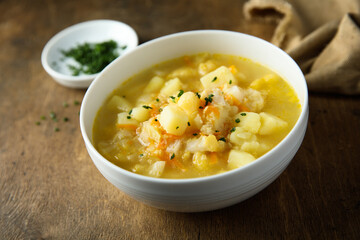 Homemade vegetable soup with potato and carrot