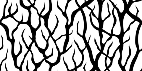 Naklejka premium ABSTRACT VECTOR SEAMLESS WHITE BANNER WITH BLACK THICKETS OF TREE BRANCHES