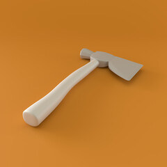 Monochrome Hatchet on Orange Background, 3d Rendering