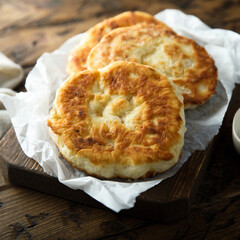 Homemade flatbread with cream cheese