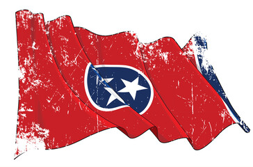 Textured Grunge Waving Flag of the State of Tennessee
