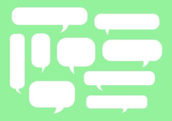 Set of speak bubble text, chatting box, message box outline cartoon vector illustration design. Balloon doodle style of thinking sign symbol on brown color background.