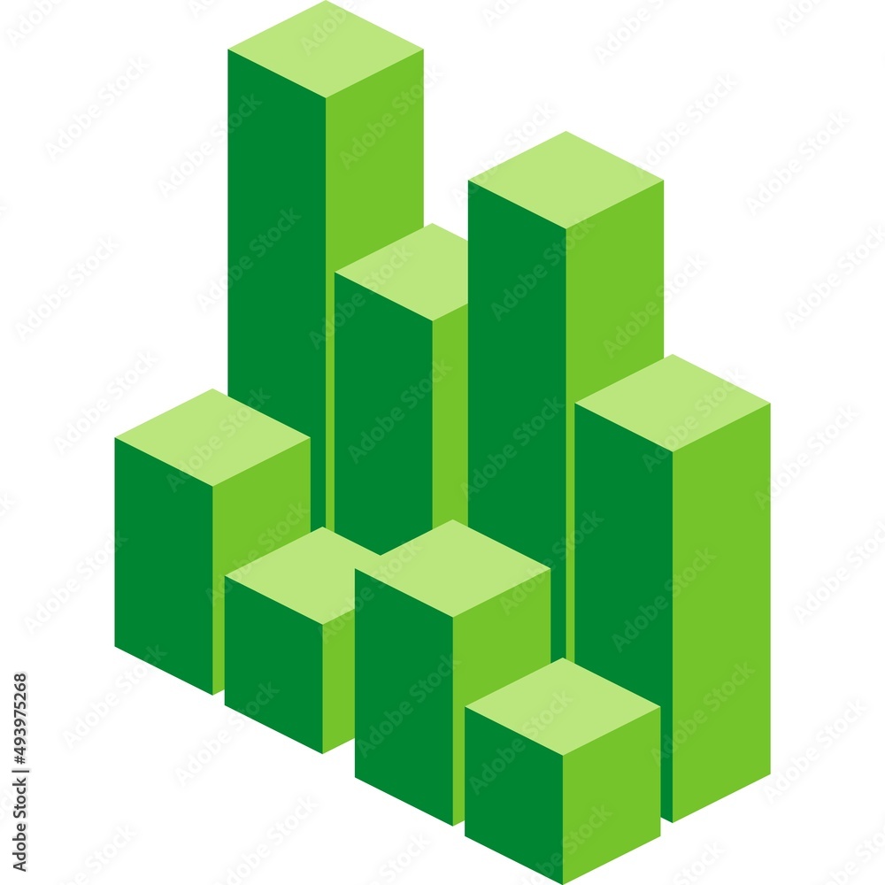 Poster graph chart bar 3d isometric vector icon isolated