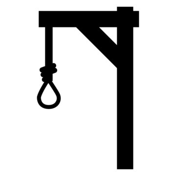 gallows glyph on white background. hang and knot sign. rope symbol. flat style.