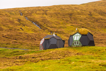 A modern turf igloo near the small village of Kvivik on the island of Streymoy. Faroe Islands.