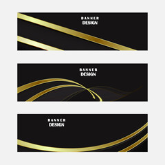 Set of black and gold banner design