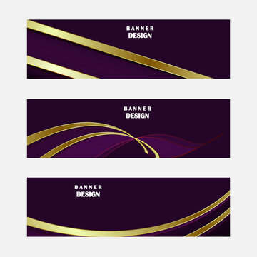 Set Of Purple Banner Design